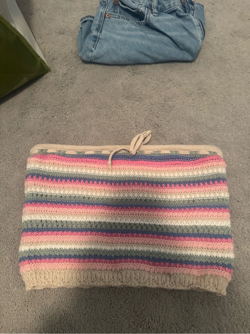 Hollister Striped Knit Tube Top in Pink, Blue, Cream